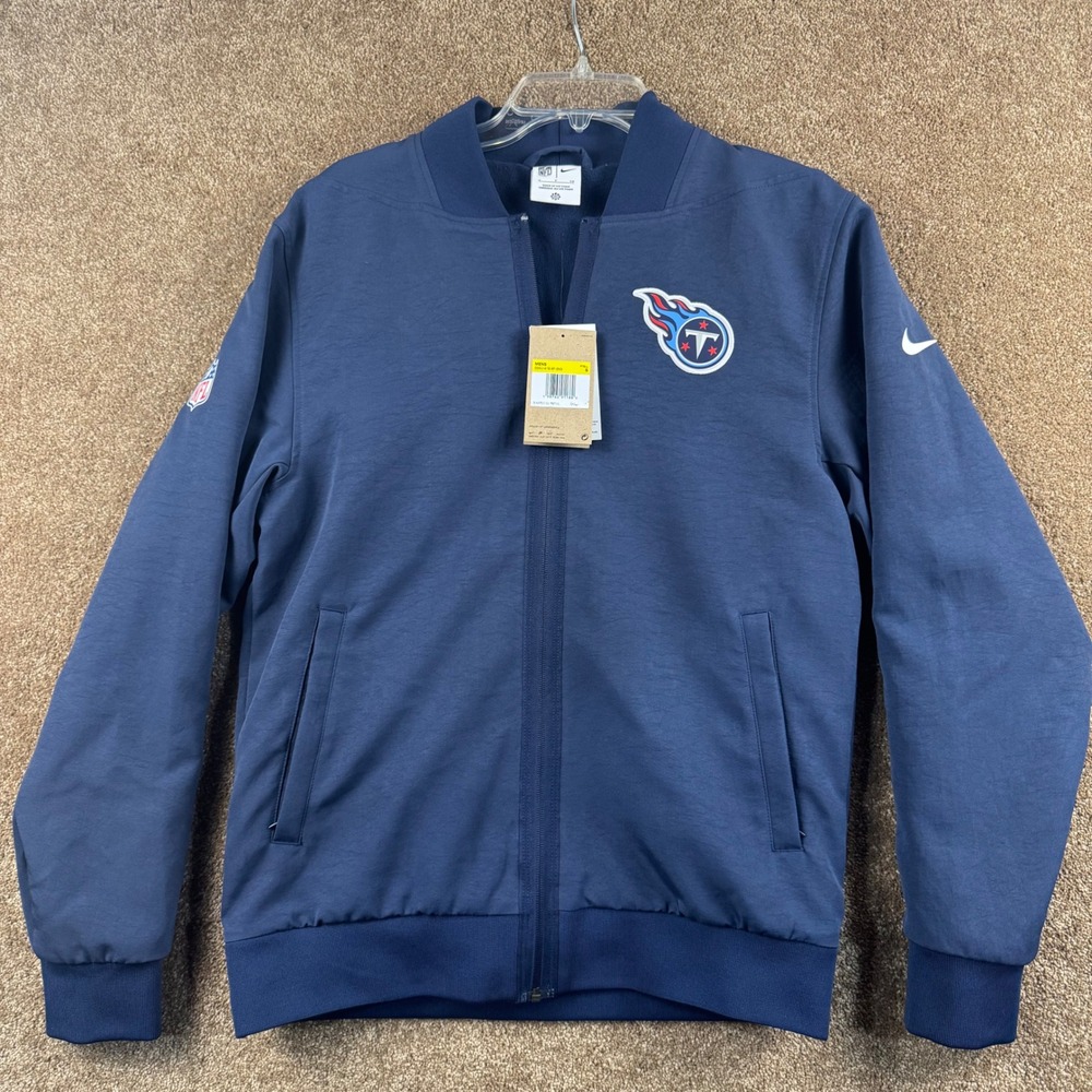 Nike Tennessee Titans NFL Mens Full Zip Bomber Jacket Navy Blue Small NEW